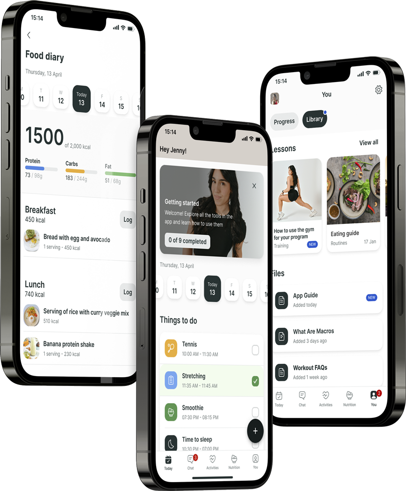 A mockup of the coaching app showcasing the features.